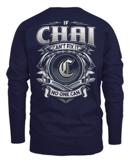 CHAI AP81-K4-626 - Personalized Ahmed Quote Apparel “If Ahmed Can't Fix It, No One Can” - Men's Long Sleeved T-Shirt - Navy