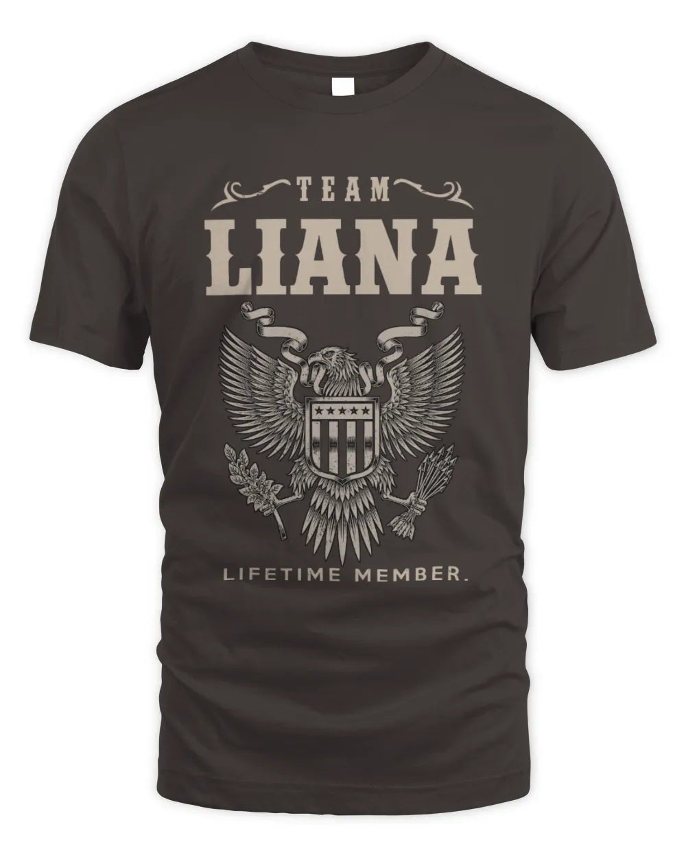 LIANA TP06-K82 – Personalized Classic Style Apparel “Team NAME Lifetime Member” - Unisex Standard T-Shirt - Dark Chocolate