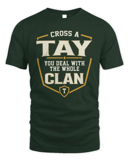 TAY NT1-K008 Cross A/An NAME, You Deal With the Whole Clan | Personalized Vintage T-Shirt - Unisex Standard T-Shirt - Forest Green