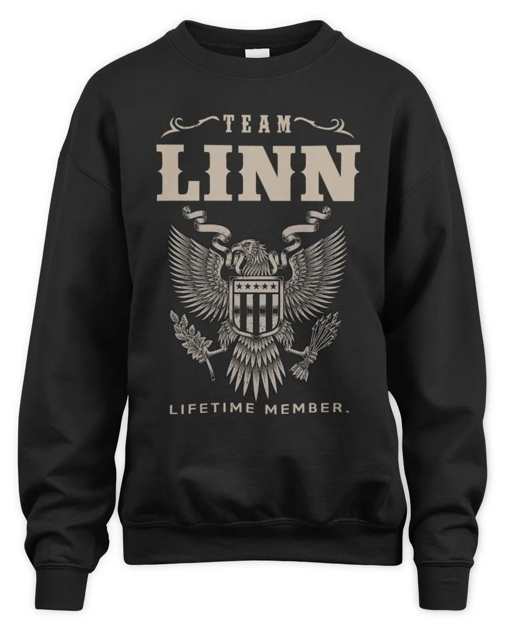 LINN TP06-K82 – Personalized Classic Style Apparel “Team NAME Lifetime Member” - Unisex Sweatshirt - Black