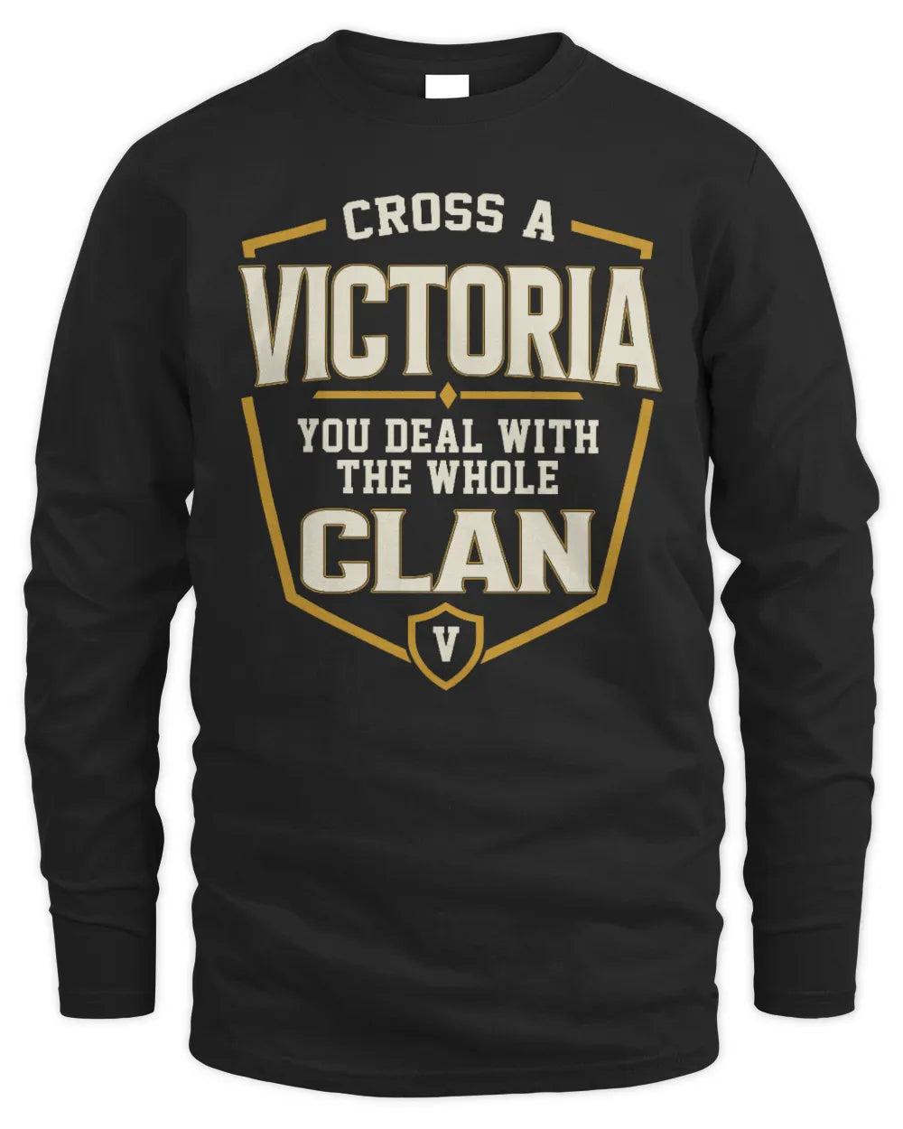 VICTORIA NT1-K008 Cross A/An NAME, You Deal With the Whole Clan | Personalized Vintage T-Shirt - Men's Long Sleeved T-Shirt - Black