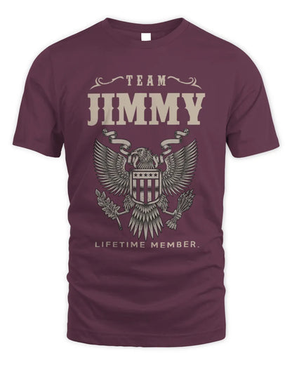 JIMMY TP06-K82 – Personalized Classic Style Apparel “Team NAME Lifetime Member” - Unisex Standard T-Shirt - Maroon