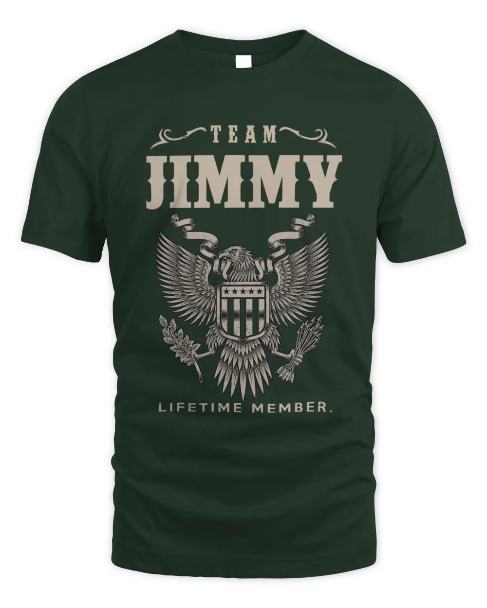 JIMMY TP06-K82 – Personalized Classic Style Apparel “Team NAME Lifetime Member” - Unisex Standard T-Shirt - Forest Green