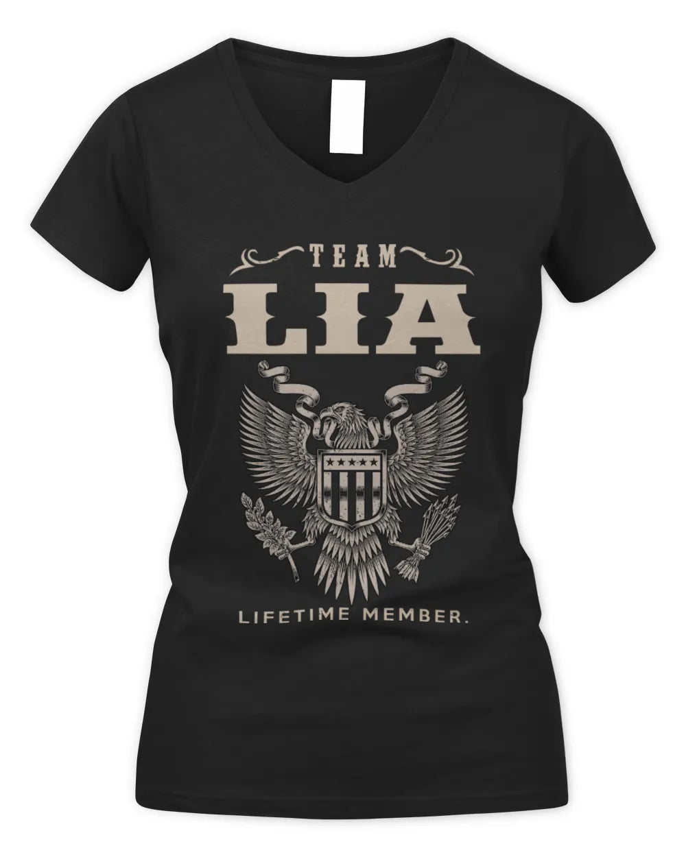 LIA TP06-K82 – Personalized Classic Style Apparel “Team NAME Lifetime Member” - Women's V-Neck T-Shirt - Black