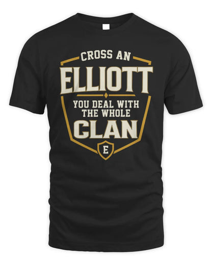 ELLIOTT NT1-K008 Cross A/An NAME, You Deal With the Whole Clan | Personalized Vintage T-Shirt - Unisex Standard T-Shirt - Black