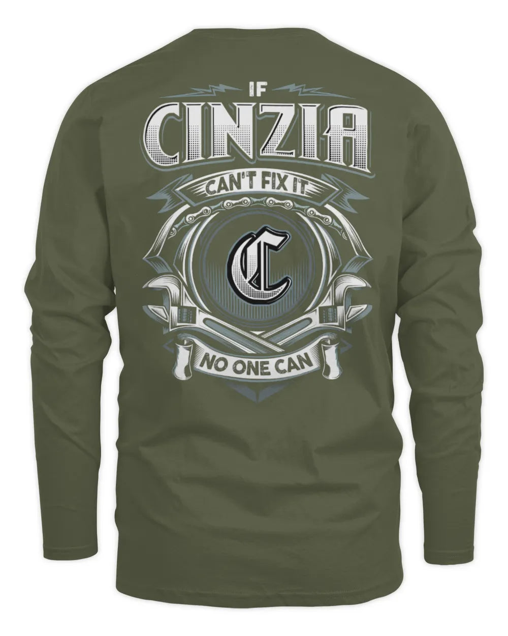 CINZIA AP81-K4-626 - Personalized Ahmed Quote Apparel “If Ahmed Can't Fix It, No One Can” - Men's Long Sleeved T-Shirt - Military Green