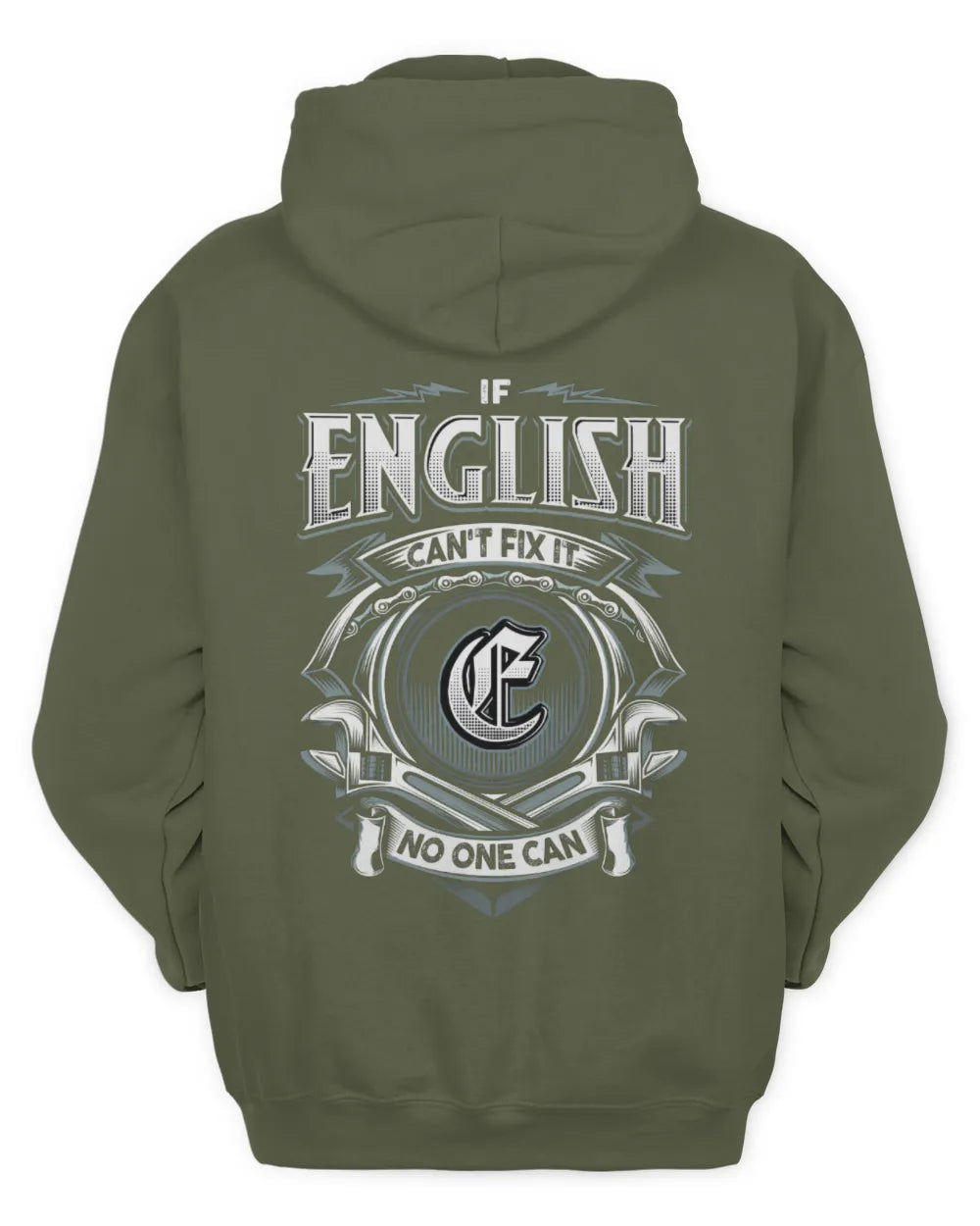 ENGLISH AP81-K4-626 - Personalized Ahmed Quote Apparel “If Ahmed Can't Fix It, No One Can” - Unisex Hoodie - Military Green
