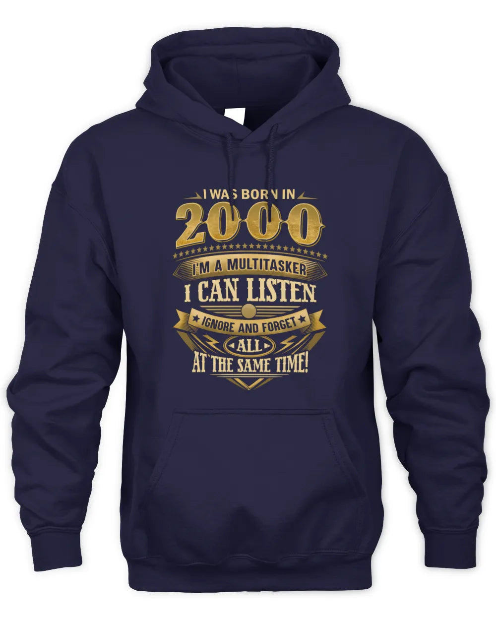 2000 HH89-K2 – Funny Birth Year Multitasker Quote T-Shirt - Unisex Hoodie - Navy