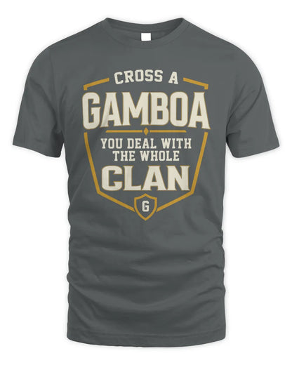 GAMBOA NT1-K008 Cross A/An NAME, You Deal With the Whole Clan | Personalized Vintage T-Shirt - Unisex Standard T-Shirt - Charcoal