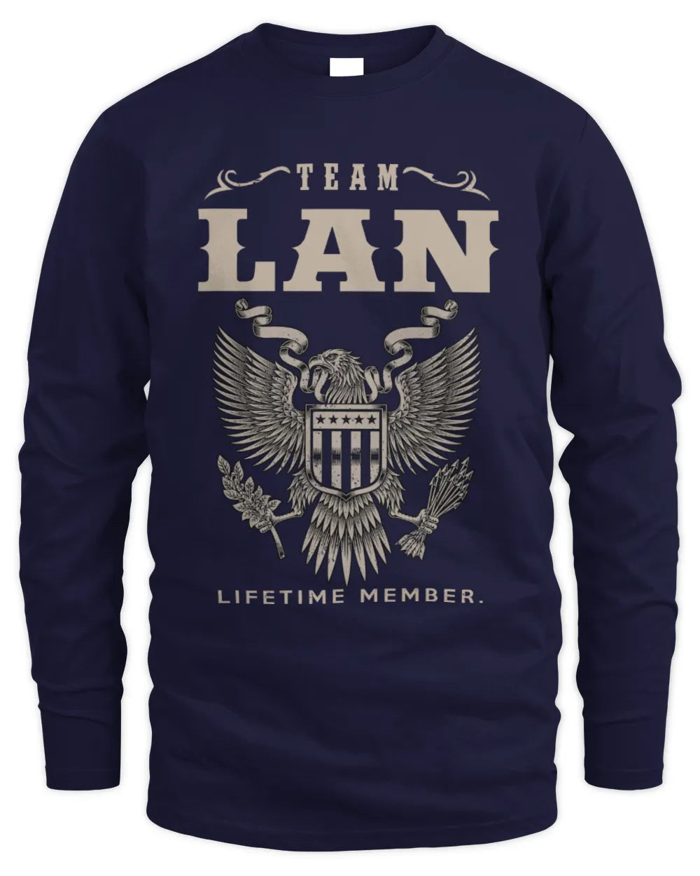 LAN TP06-K82 – Personalized Classic Style Apparel “Team NAME Lifetime Member” - Men's Long Sleeved T-Shirt - Navy