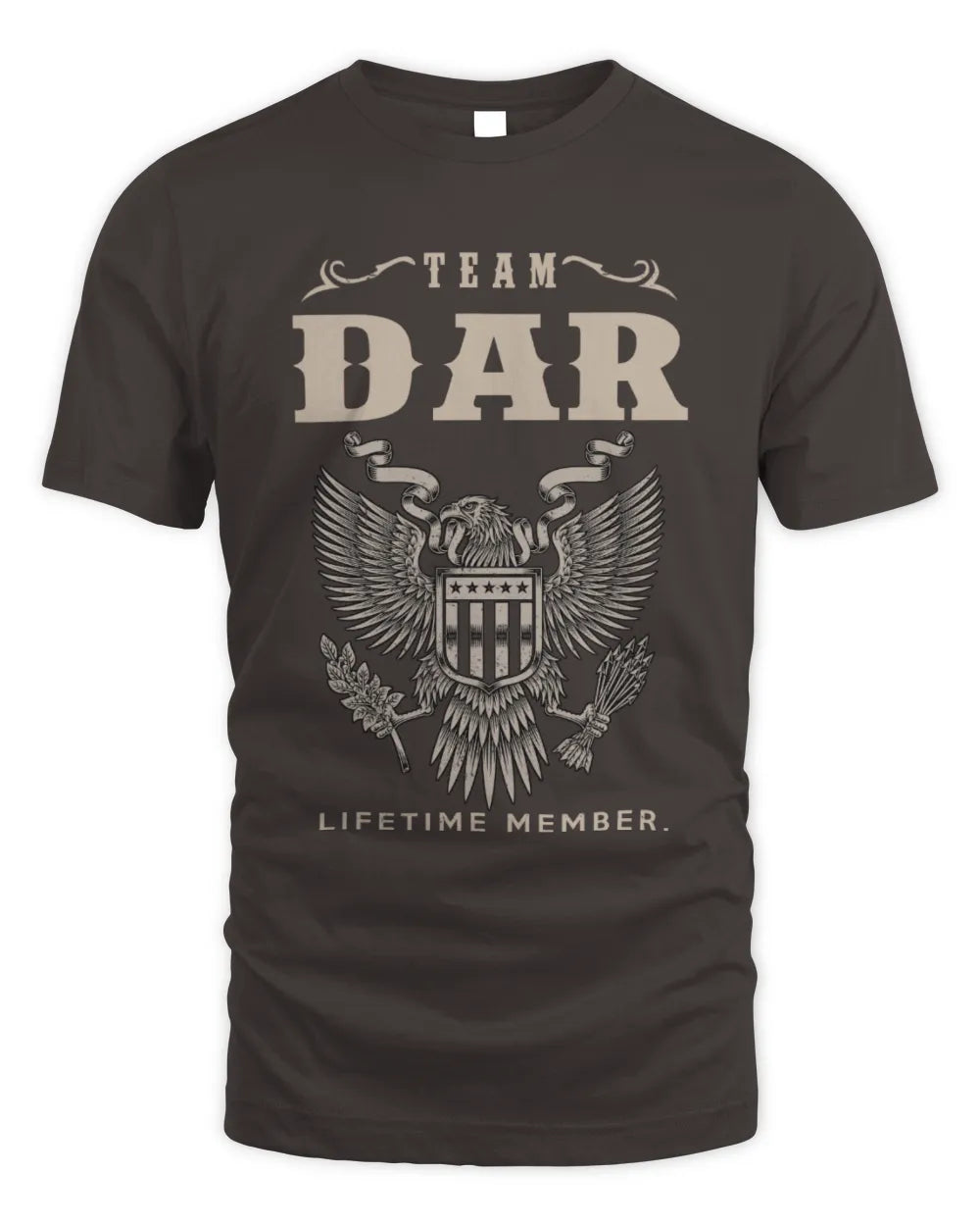 DAR TP06-K82 – Personalized Classic Style Apparel “Team NAME Lifetime Member” - Unisex Standard T-Shirt - Dark Chocolate