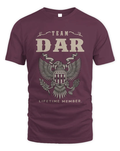 DAR TP06-K82 – Personalized Classic Style Apparel “Team NAME Lifetime Member” - Unisex Standard T-Shirt - Maroon