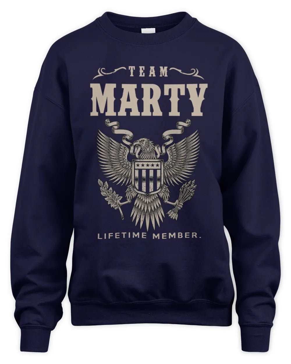 MARTY TP06-K82 – Personalized Classic Style Apparel “Team NAME Lifetime Member” - Unisex Sweatshirt - Navy