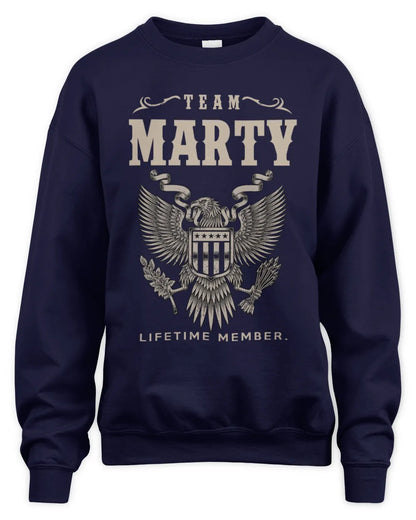 MARTY TP06-K82 – Personalized Classic Style Apparel “Team NAME Lifetime Member” - Unisex Sweatshirt - Navy
