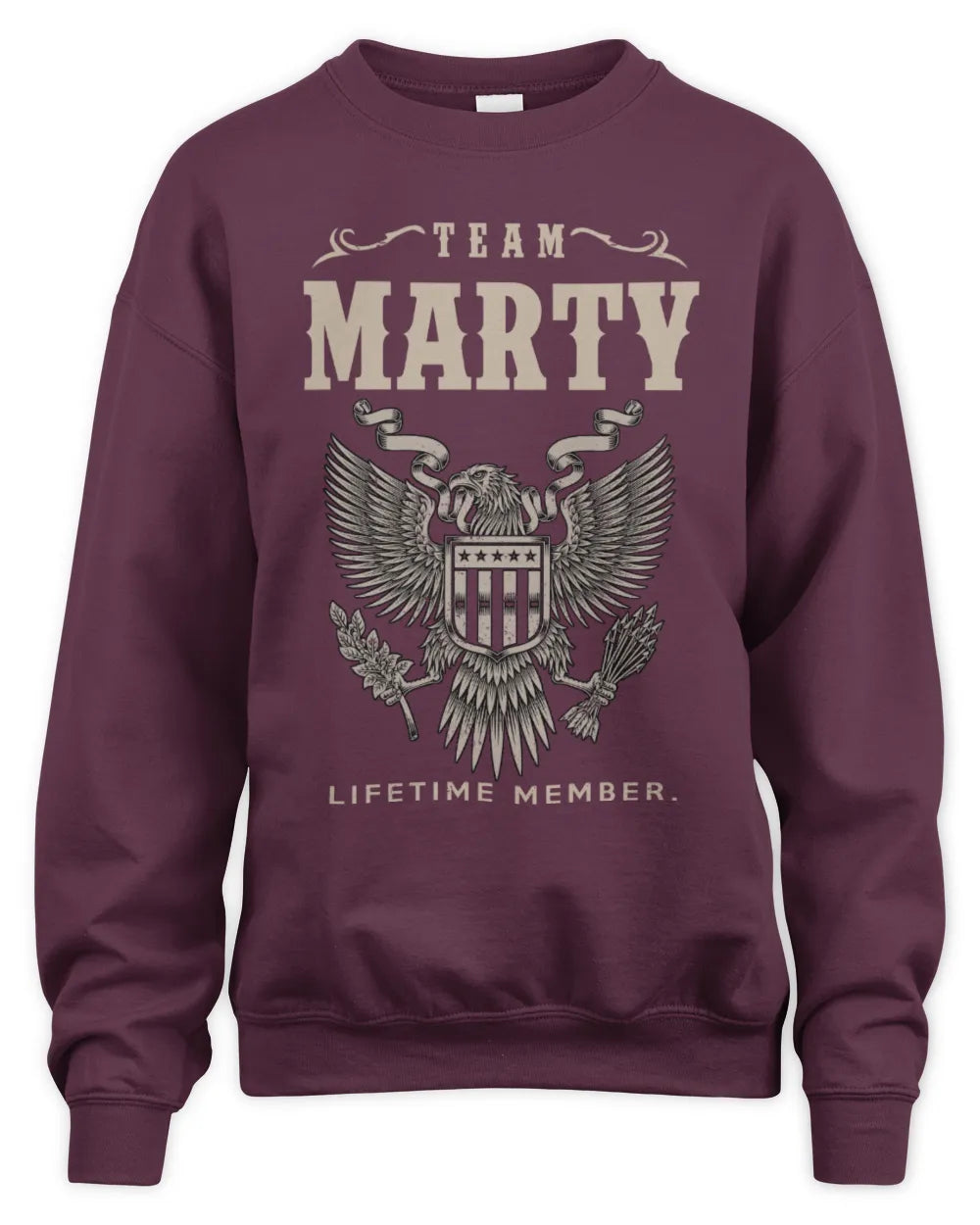 MARTY TP06-K82 – Personalized Classic Style Apparel “Team NAME Lifetime Member” - Unisex Sweatshirt - Maroon