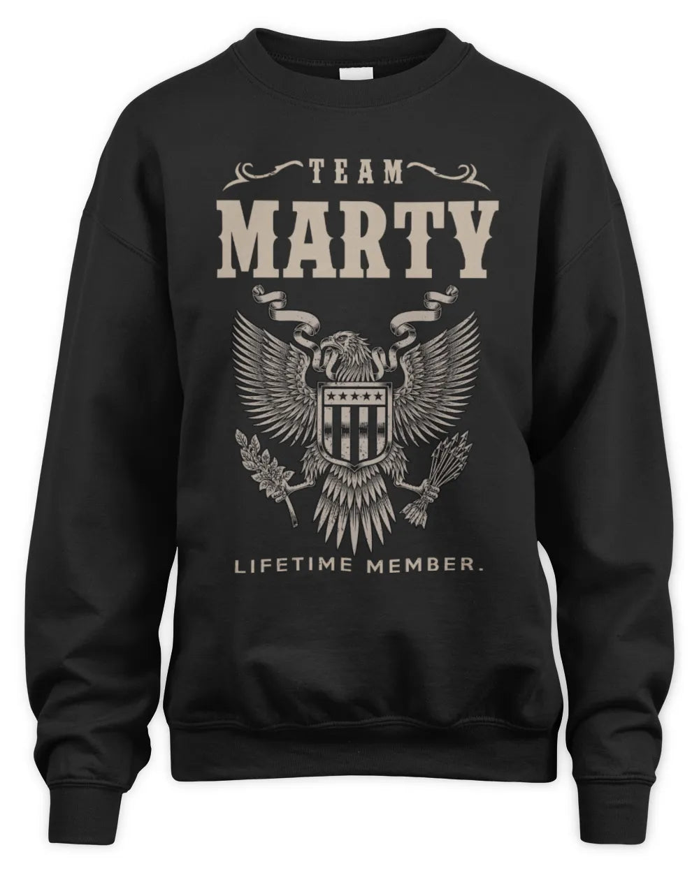 MARTY TP06-K82 – Personalized Classic Style Apparel “Team NAME Lifetime Member” - Unisex Sweatshirt - Black