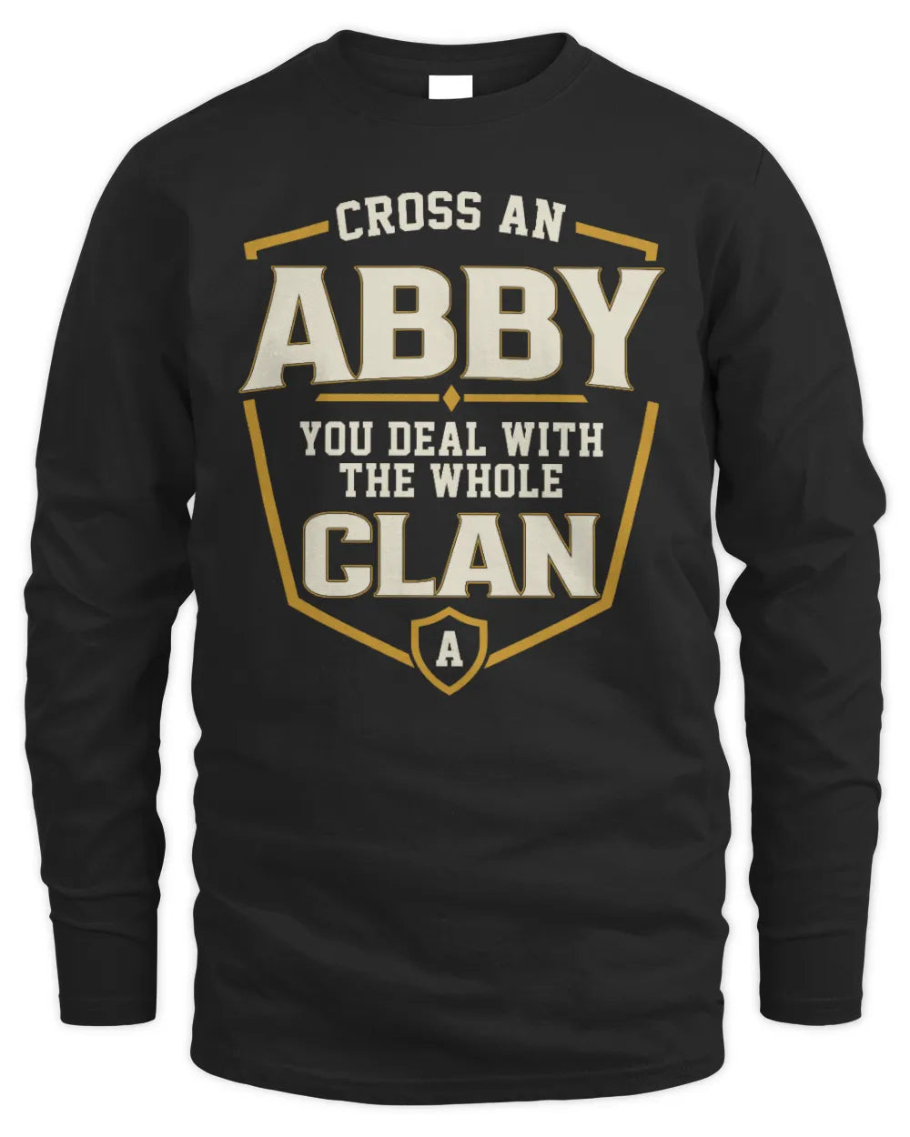 ABBY NT1-K008 Cross A/An NAME, You Deal With the Whole Clan | Personalized Vintage T-Shirt - Men's Long Sleeved T-Shirt - Black