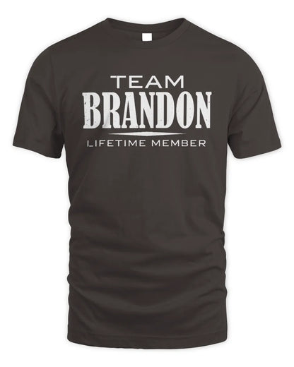 BRANDON BL62-K4-128 - Personalized “Team NAME Lifetime Member” - Unisex Standard T-Shirt - Dark Chocolate