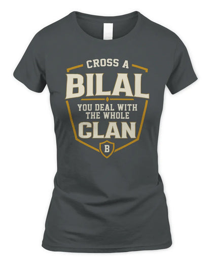 BILAL NT1-K008 Cross A/An NAME, You Deal With the Whole Clan | Personalized Vintage T-Shirt - Women's Standard T-Shirt - Charcoal
