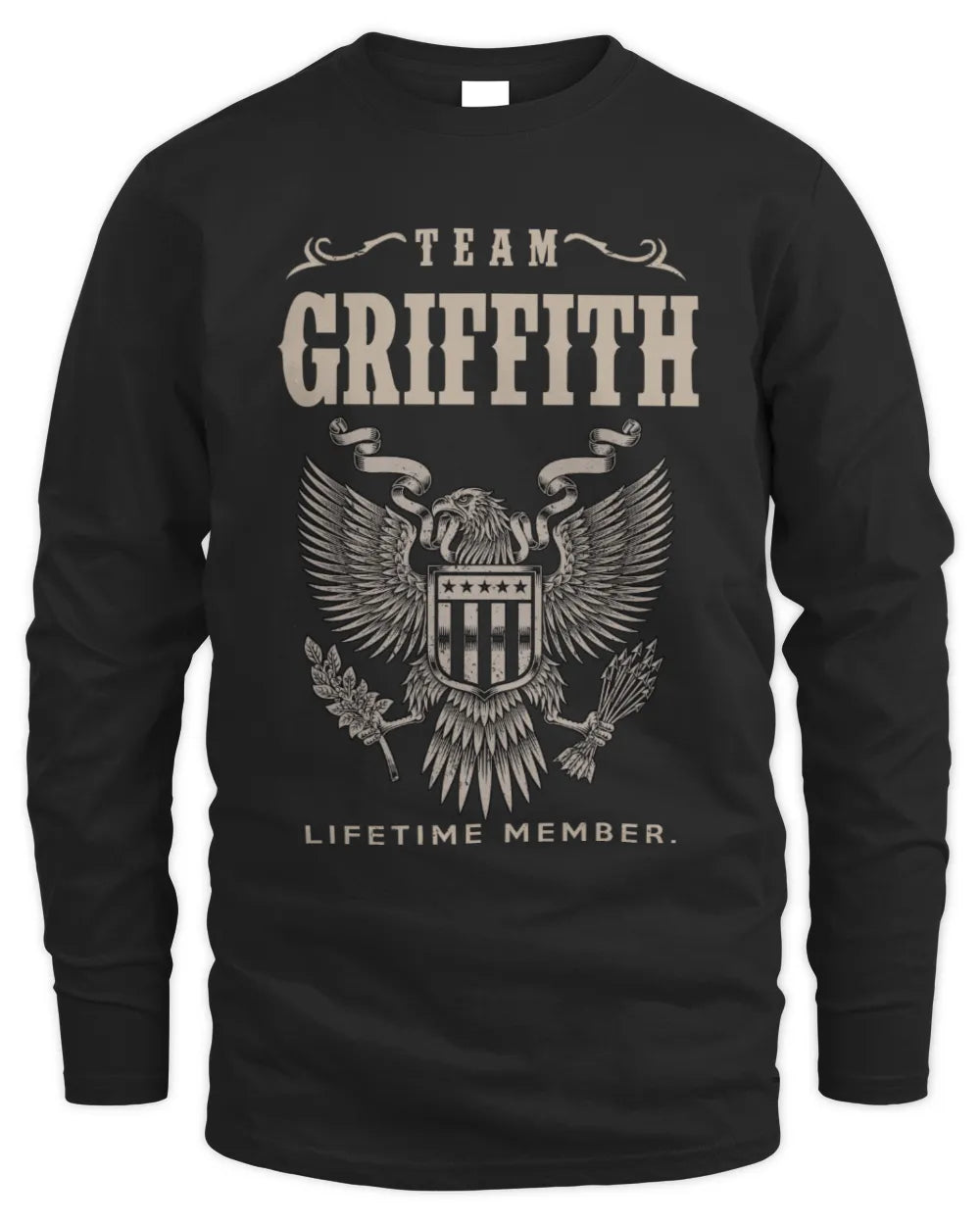 GRIFFITH TP06-K82 – Personalized Classic Style Apparel “Team NAME Lifetime Member” - Men's Long Sleeved T-Shirt - Black