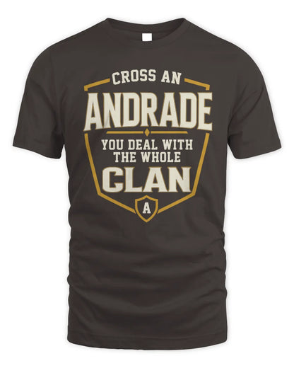 ANDRADE NT1-K008 Cross A/An NAME, You Deal With the Whole Clan | Personalized Vintage T-Shirt - Unisex Standard T-Shirt - Dark Chocolate