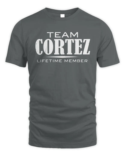 CORTEZ BL62-K4-128 - Personalized “Team NAME Lifetime Member” - Unisex Standard T-Shirt - Charcoal