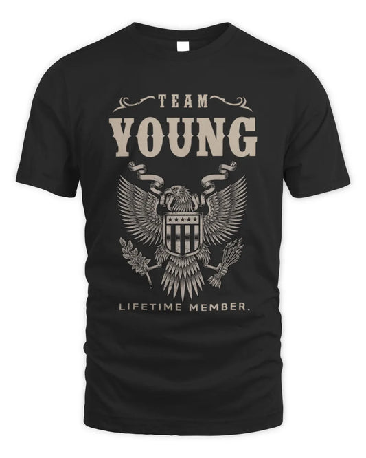 YOUNG TP06-K82 – Personalized Classic Style Apparel “Team NAME Lifetime Member” - Unisex Standard T-Shirt - Black