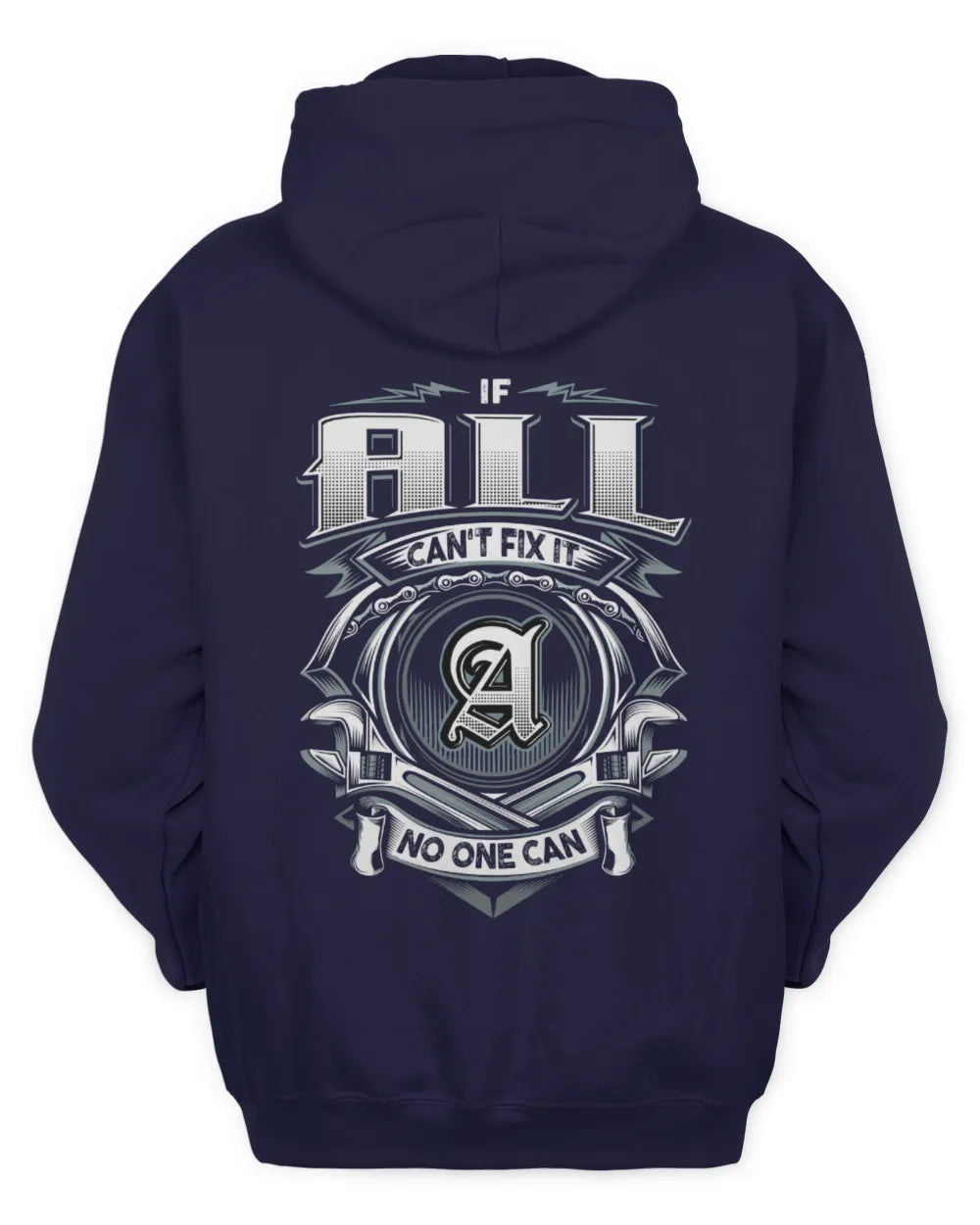 ALL AP81-K4-626 - Personalized Ahmed Quote Apparel “If Ahmed Can't Fix It, No One Can” - Unisex Hoodie - Navy