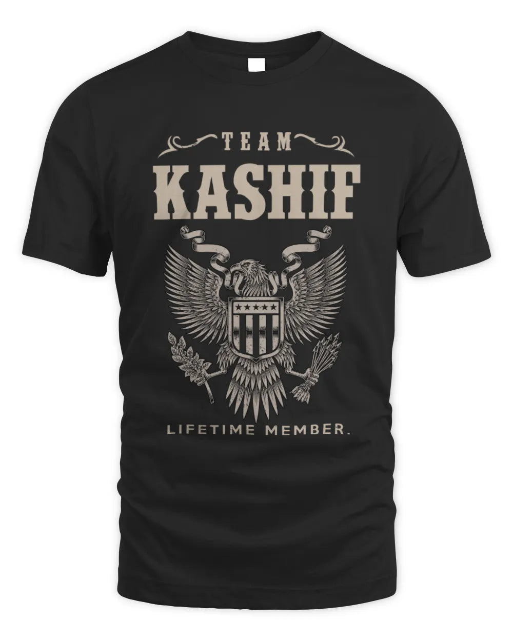 KASHIF TP06-K82 – Personalized Classic Style Apparel “Team NAME Lifetime Member” - Unisex Standard T-Shirt - Black
