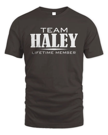 HALEY BL62-K4-128 - Personalized “Team NAME Lifetime Member” - Unisex Standard T-Shirt - Dark Chocolate