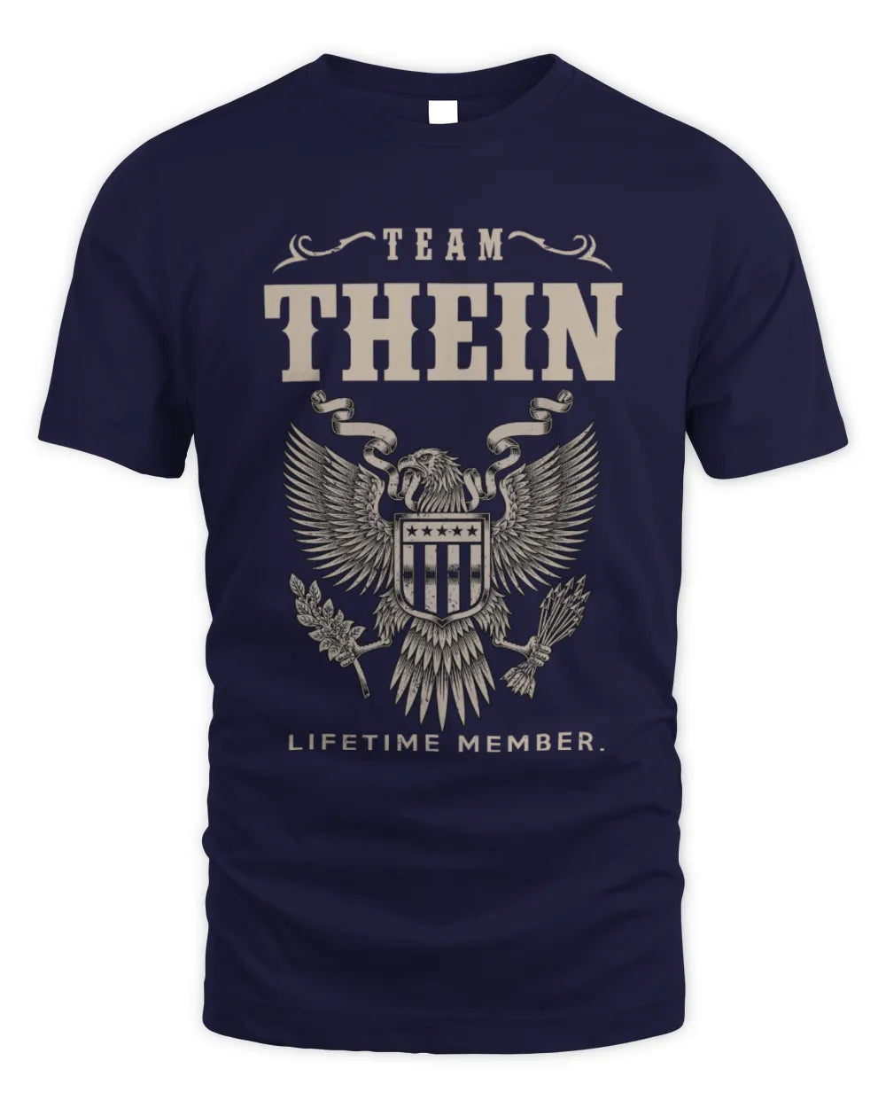 THEIN TP06-K82 – Personalized Classic Style Apparel “Team NAME Lifetime Member” - Unisex Standard T-Shirt - Navy