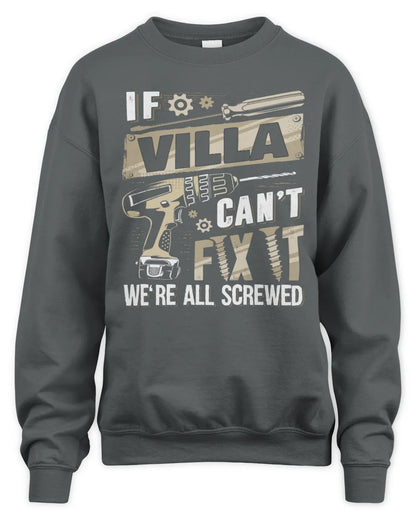 VILLA TX03 P02 - Personalized Handyman Mechanic Shirt “If NAME Can’t Fix It, We’re All Screwed” - Unisex Sweatshirt - Charcoal