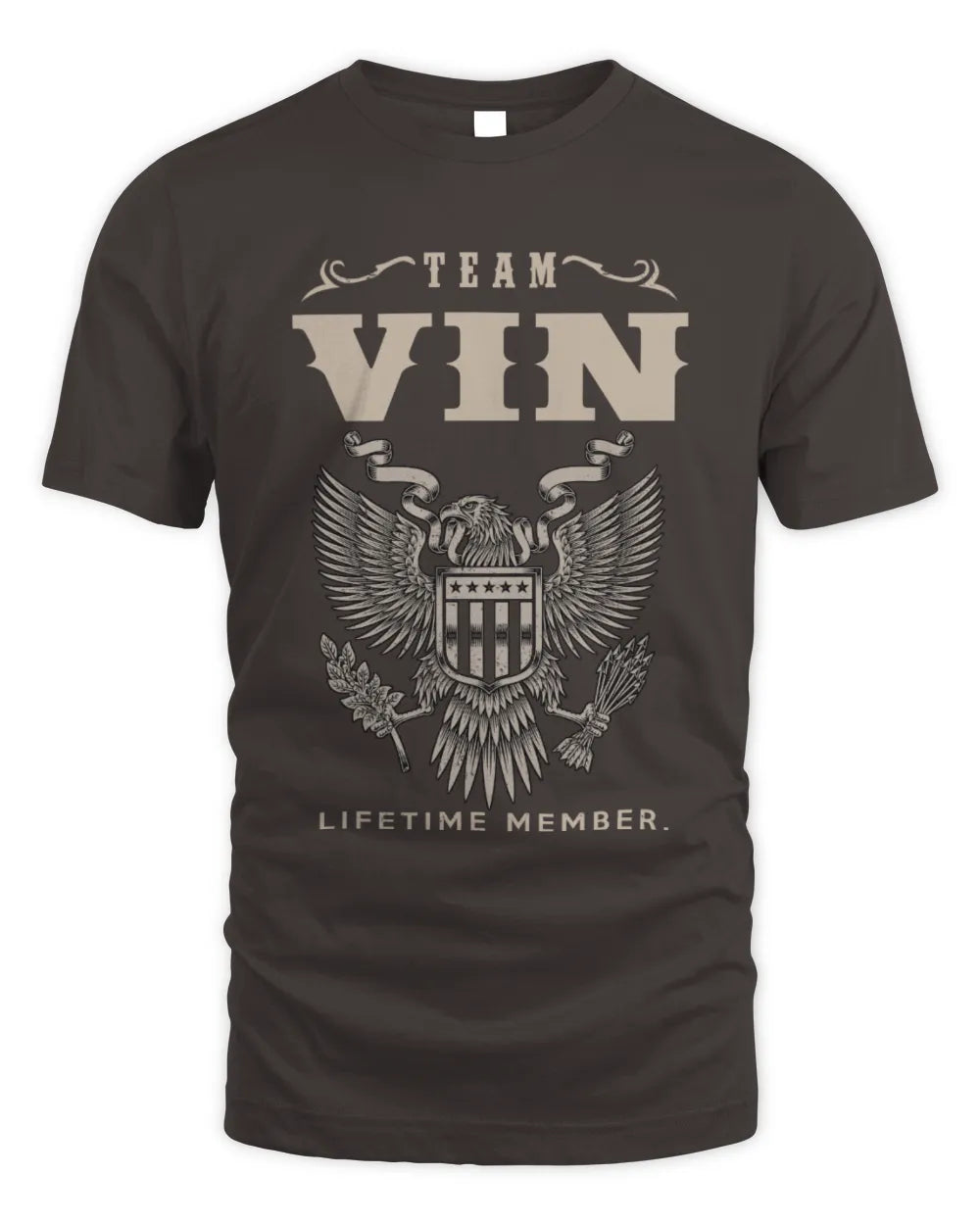 VIN TP06-K82 – Personalized Classic Style Apparel “Team NAME Lifetime Member” - Unisex Standard T-Shirt - Dark Chocolate