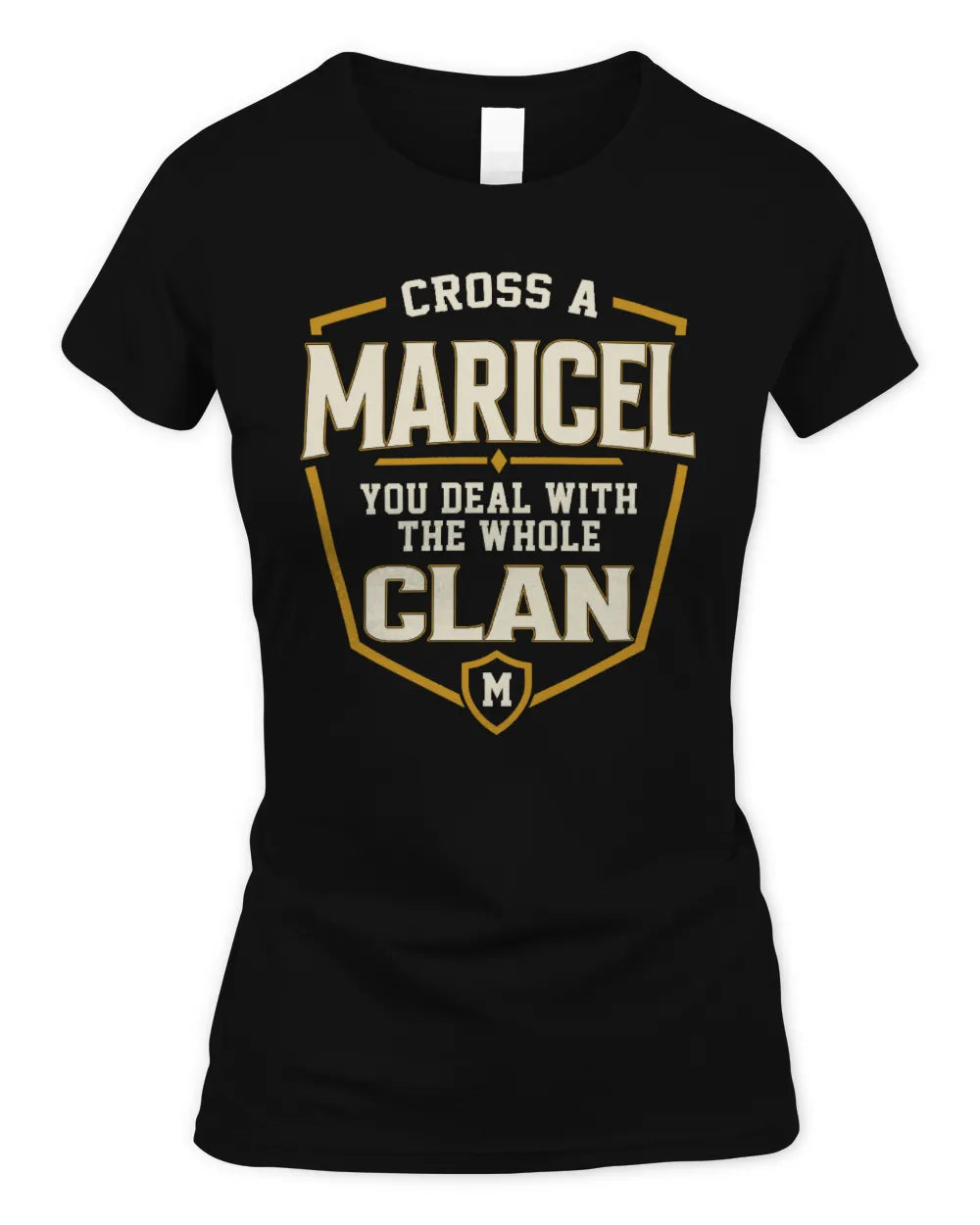 MARICEL NT1-K008 Cross A/An NAME, You Deal With the Whole Clan | Personalized Vintage T-Shirt - Women's Standard T-Shirt - Black
