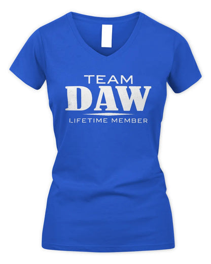 DAW BL62-K4-128 - Personalized “Team NAME Lifetime Member” - Women's V-Neck T-Shirt - Royal