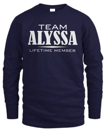 ALYSSA BL62-K4-128 - Personalized “Team NAME Lifetime Member” - Men's Long Sleeved T-Shirt - Navy