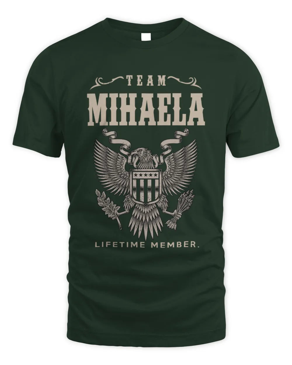MIHAELA TP06-K82 – Personalized Classic Style Apparel “Team NAME Lifetime Member” - Unisex Standard T-Shirt - Forest Green