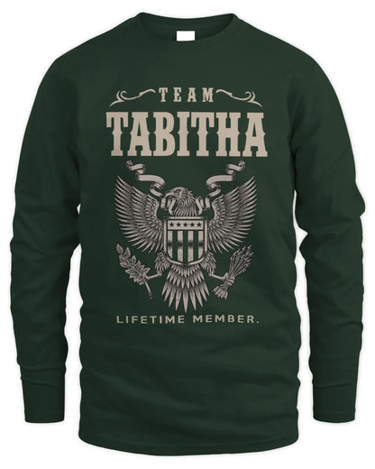 TABITHA TP06-K82 – Personalized Classic Style Apparel “Team NAME Lifetime Member” - Men's Long Sleeved T-Shirt - Forest Green