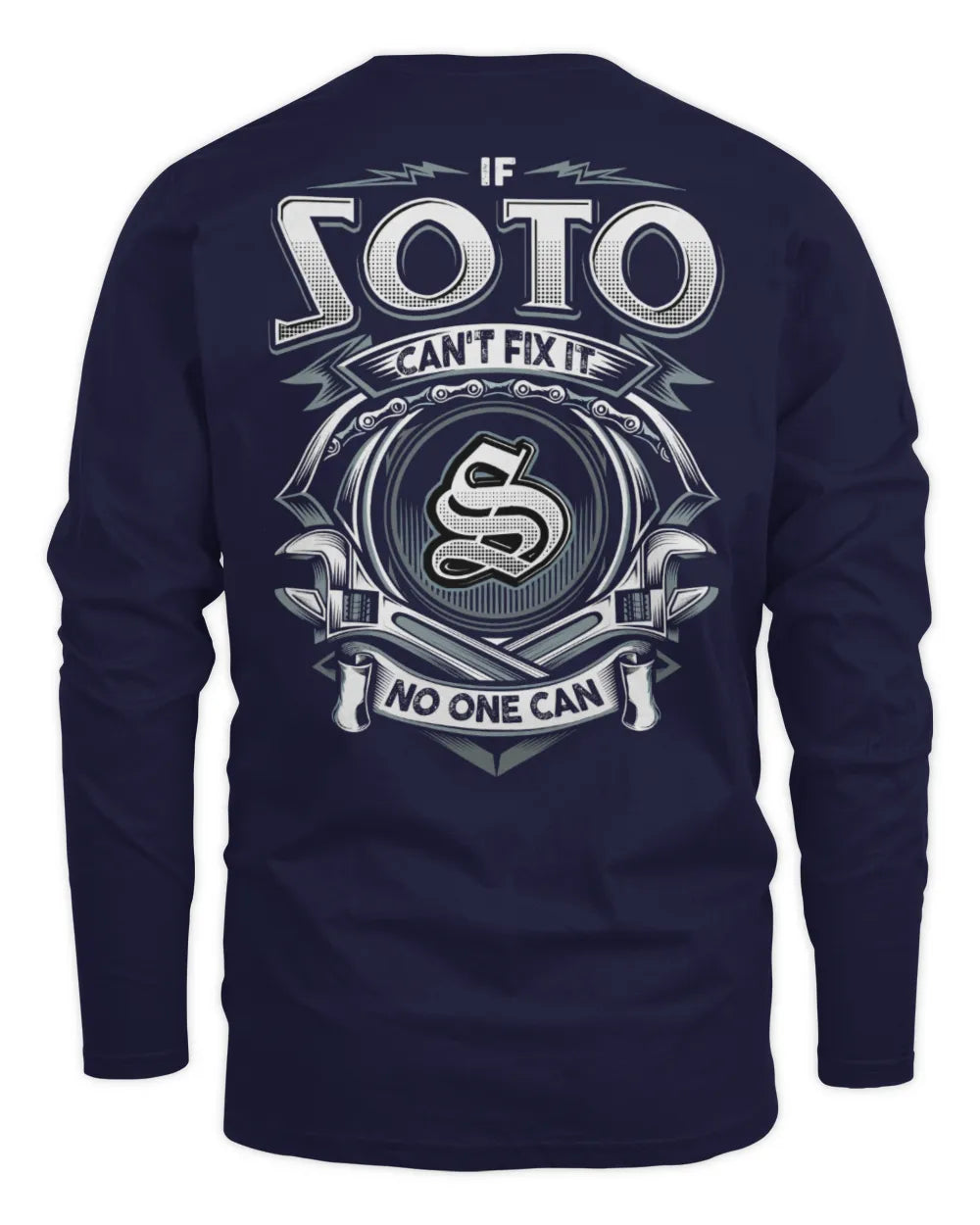 SOTO AP81-K4-626 - Personalized Ahmed Quote Apparel “If Ahmed Can't Fix It, No One Can” - Men's Long Sleeved T-Shirt - Navy