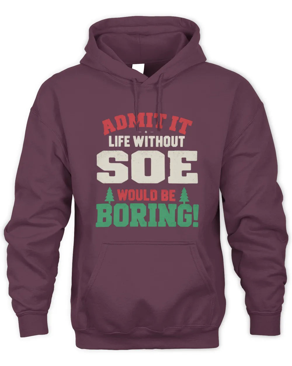 SOE P5 TH08 Christmas T-Shirt – “Life Without NAME Would Be Boring” - Unisex Hoodie - Maroon
