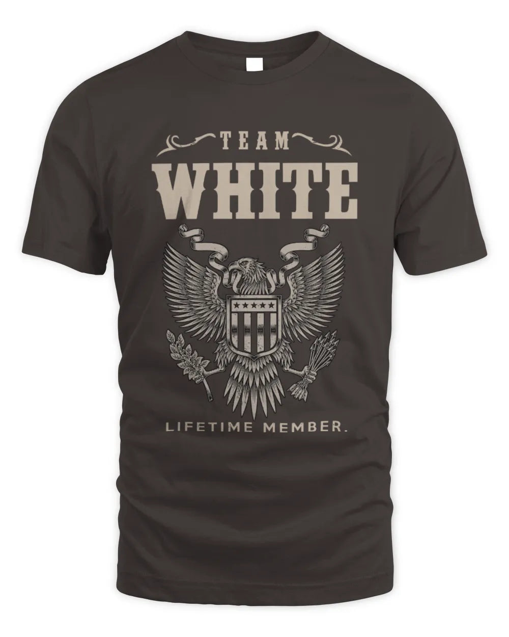 WHITE TP06-K82 – Personalized Classic Style Apparel “Team NAME Lifetime Member” - Unisex Standard T-Shirt - Dark Chocolate