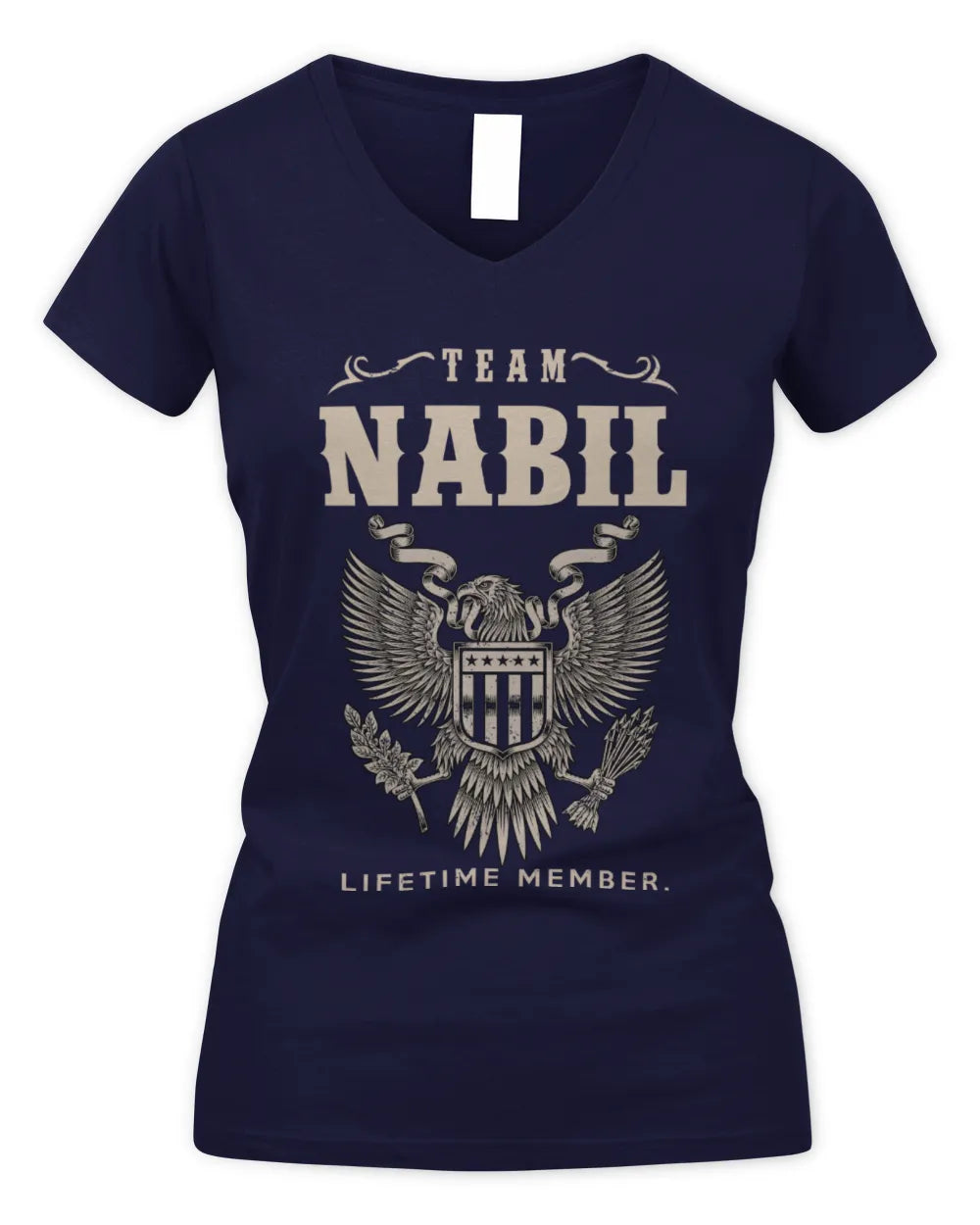 NABIL TP06-K82 – Personalized Classic Style Apparel “Team NAME Lifetime Member” - Women's V-Neck T-Shirt - Navy