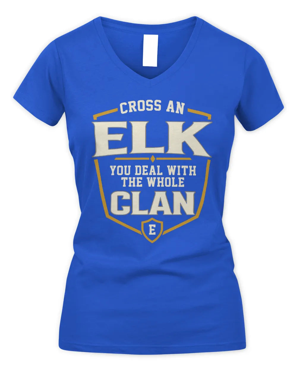 ELK NT1-K008 Cross A/An NAME, You Deal With the Whole Clan | Personalized Vintage T-Shirt - Women's V-Neck T-Shirt - Royal