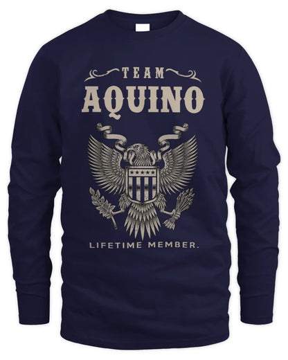 AQUINO TP06-K82 – Personalized Classic Style Apparel “Team NAME Lifetime Member” - Men's Long Sleeved T-Shirt - Navy
