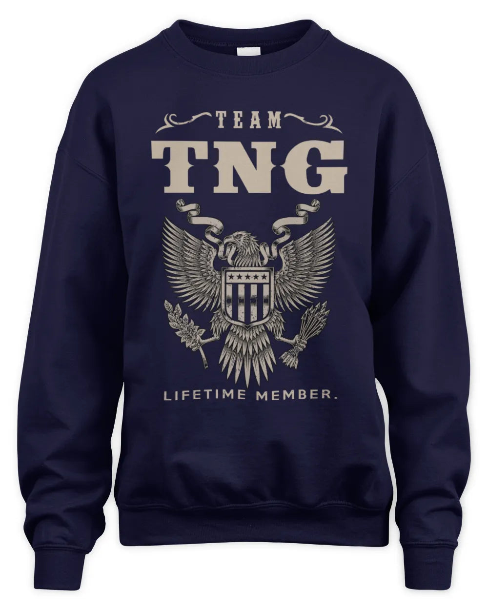 TNG TP06-K82 – Personalized Classic Style Apparel “Team NAME Lifetime Member” - Unisex Sweatshirt - Navy