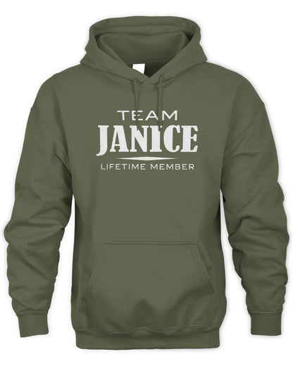 JANICE BL62-K4-128 - Personalized “Team NAME Lifetime Member” - Unisex Hoodie - Military Green