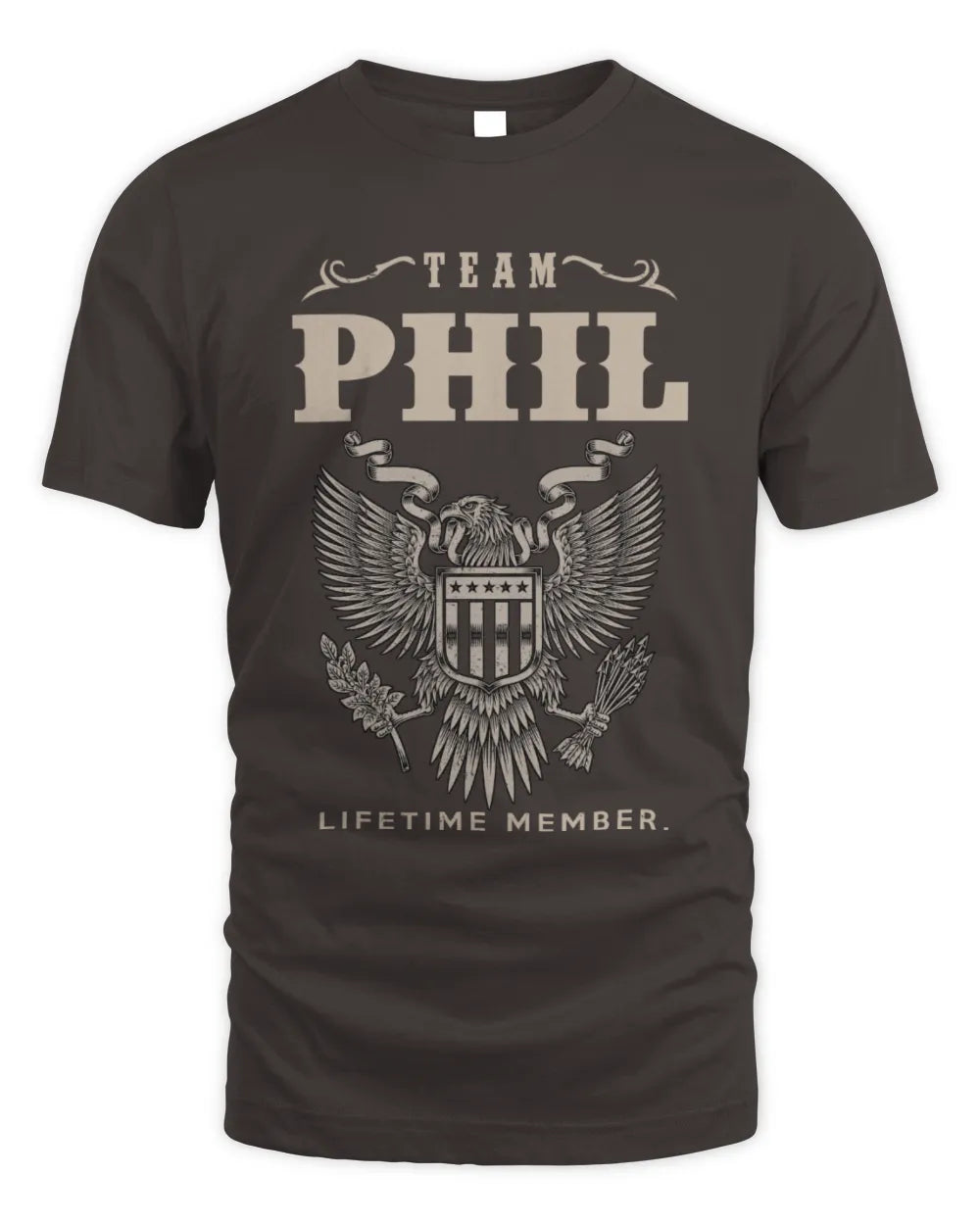 PHIL TP06-K82 – Personalized Classic Style Apparel “Team NAME Lifetime Member” - Unisex Standard T-Shirt - Dark Chocolate