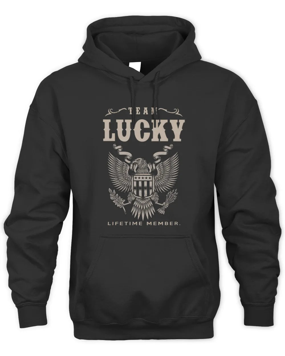 LUCKY TP06-K82 – Personalized Classic Style Apparel “Team NAME Lifetime Member” - Unisex Hoodie - Black