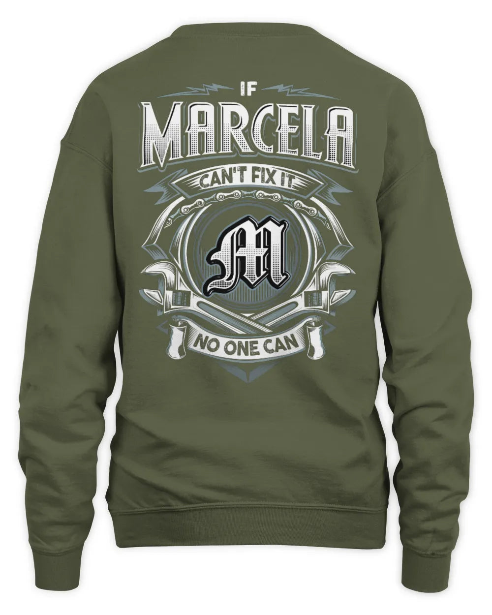 MARCELA AP81-K4-626 - Personalized Ahmed Quote Apparel “If Ahmed Can't Fix It, No One Can” - Unisex Sweatshirt - Military Green