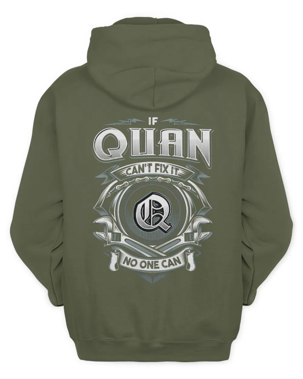 QUAN AP81-K4-626 - Personalized Ahmed Quote Apparel “If Ahmed Can't Fix It, No One Can” - Unisex Hoodie - Military Green